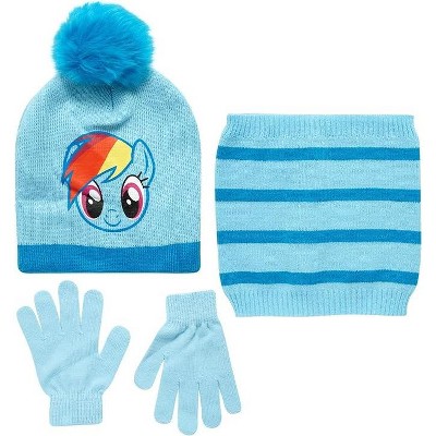 New My Little Pony Rainbow Dash Hat Beanie & Gloves Set For Girls