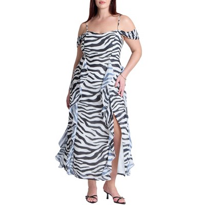 ELOQUII Women's Plus Size Printed Zebra Dress