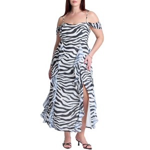 ELOQUII Women's Plus Size Printed Zebra Dress - 1 of 3