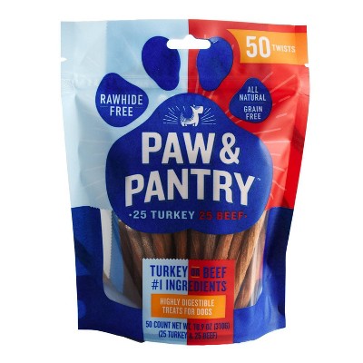 Paw & Pantry Twist Variety Pack Turkey and Beef Dog Treats - 50pk