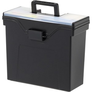 IRIS USA Portable File Box With Handle, Letter Files, Lockable, Black - 1 of 4