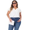 Agnes Orinda Women's Plus Size Summer V-neck Ruffle Short Sleeve Swiss Dot Flowy Blouses - 3 of 4