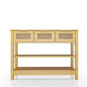 APRILSOUL 43.3" Sofa/Console Table - with 3 Top Drawers and 2 Open Shelves, Farmhouse Style - 1 of 4