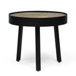Mirics Modern Industrial Handcrafted Mango Wood Side Table Natural/Black - Christopher Knight Home