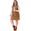Agnes Orinda Women's Plus Size 2 Piece Corduroy Utility Vest and High Waist Button Front Mini A-Line Skirt Set with Pocket - 4 of 4