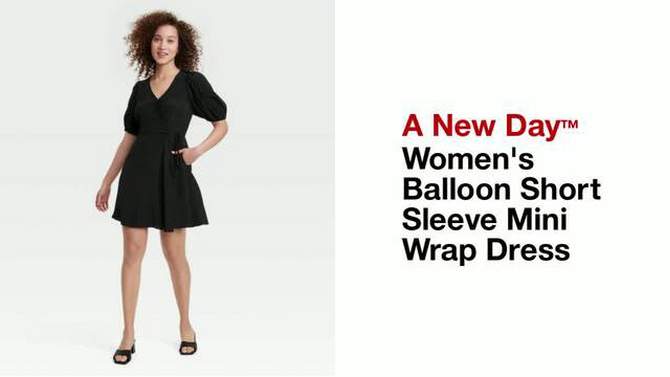 Women's Balloon Short Sleeve Mini Wrap Dress - A New Day™, 2 of 12, play video