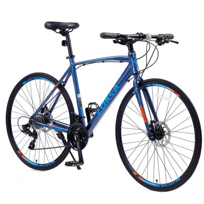 Aukfa 700c Hybrid Bike for Adults, 24-Speed Commuter Bicycle with Disc Brakes and Aluminum Frame, Urban Fitness City Bike for Men and Women