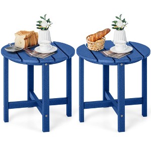 Tangkula 2PCS 18" Round Outdoor Side Table Weather Resistant HDPE Adirondack Table End Tables Patio Side Table Navy - 1 of 4