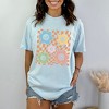 Simply Sage Market Women's Checkered Flowers and Smiley Short Sleeve Garment Dyed Tee - 2 of 4