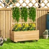 Outsunny Wooden Garden Planter with Trellis and Wheels, Freestanding Garden Box for Garden, Patio, Balcony, Natural - 2 of 4