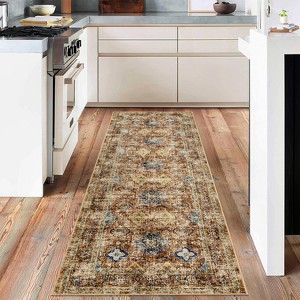 Fulvari Area Rugs with Vintage Oriental Printed Distressed Design Washable Thin Low Pile Rugs for Living Room Indoor - 1 of 4