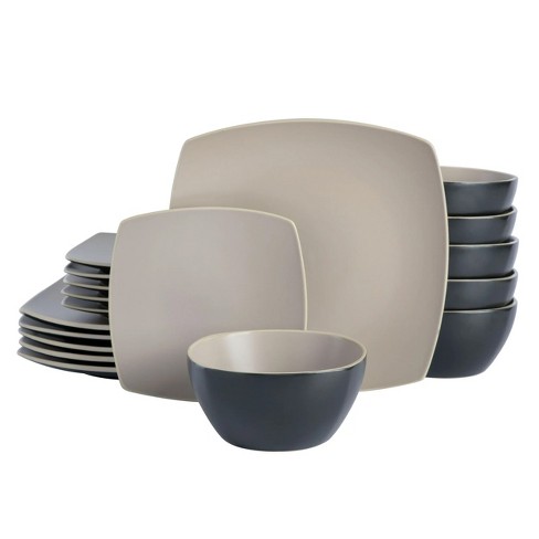 Gibson Soho Lounge 16-Piece Matte Dinnerware Set Black