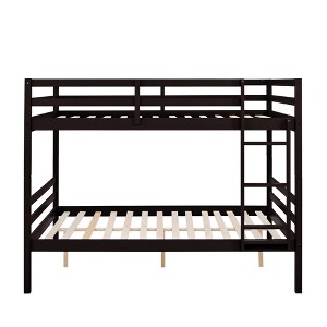 Dsvimoy Bed Solid Wood Bunk Bed with Safety Guardrails and Strong Support System for Kids Room, Black, 78.35"*59.06"*61.81" - 1 of 4