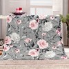 Lomsoe Vintage Pink Rose Print Flannel Blanket - All Seasons Soft and Warm Throw Blanket for Napping, Camping, Travel, Office - 4 of 4