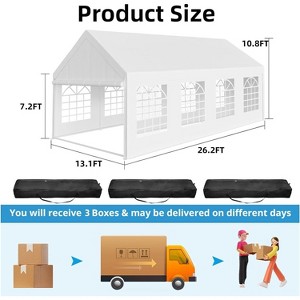 13x26 ft Outdoor Canopy with Removable Sidewalls,  Heavy Duty Wedding Party Tent, Portable Car Canopy Tent  for Camping Wedding Parties - 1 of 4