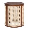 Racxily 15.70" Round End Table, Hollow Woven Side Table, Small Rubber Wood Nightstand, Rattan Woven Tea Desk, Round Wood Tabletop - 4 of 4