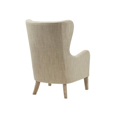 Taupe Multi High Wingback Accent Chair with Wood Legs