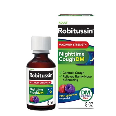 Robitussin Maximum Strength Nighttime Cough DM Syrup - Dextromethorphan - 8 fl oz