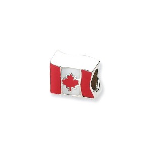 Black Bow Jewelry Sterling Silver Canada Flag Bead Charm - 1 of 4