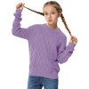 Girls Long Sleeve Cable Knit Sweater Crewneck Pullover Sweaters Kids Chunky Cute Fall Jumper Tops - 2 of 4