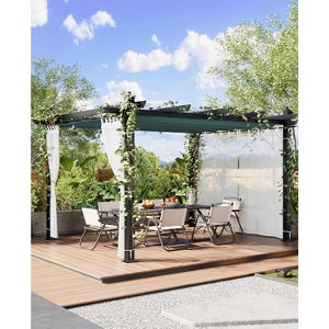 Retractable Aluminum Pergola with Sunshade & Mesh Panels，Durable All-Weather Design, Outdoor Pavilion for Patio, Garden, Deck - 1 of 4