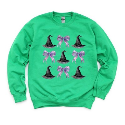 Simply Sage Market Women's Graphic Sweatshirt Coquette Purple Bow Witch Hat