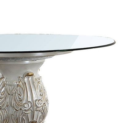 Vendome Antique Pearl Round Wood and Glass Dining Table