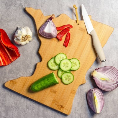 Minnesota State Shaped Bamboo Cutting Board with Colorful Artwork