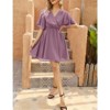 Coolmee Women's Summer Floral Sundress Short Sleeve Wrap V Neck A-Line Midi Dress - 4 of 4