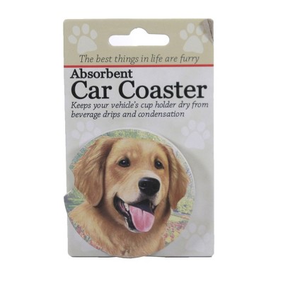 Car Coaster 2.5" Golden Retriever Car Coaster Absorbant E & S Pet  -  Coasters