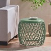 Okak Outdoor Side Tables, Small Patio End Table Round Metal Nightstand with Lattice Cutouts for Indoor Porch Yard Balcony Deck Lawn, Green - 4 of 4