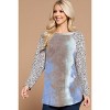 Slickblue Women's Plus Size French Terry Top, Tie Dye Color Block Style, Animal Print Accent, Blue/Grey, 1XL-3XL - 2 of 4