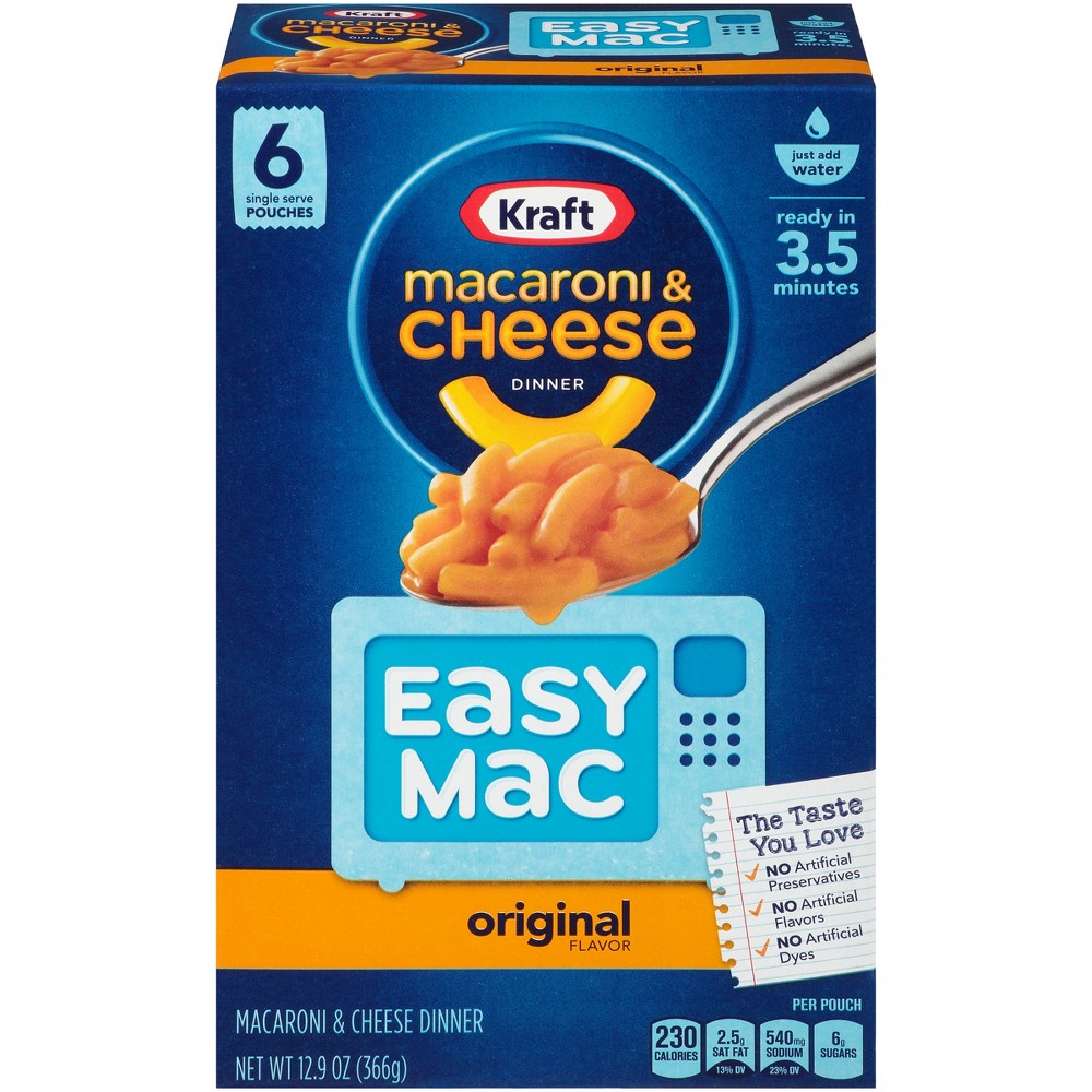 Kraft Easy Mac Original Flavor Single Serve Pouches, 18 ct 38.7 oz