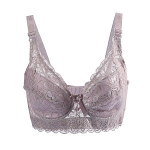 Allegra K Women Full Cup Breathable Comfort Floral Lace Non-Padded Underwired Bra - 1 of 4