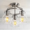 Possini Euro Design Bellis Modern Ceiling Light Semi Flush Mount Fixture 14 1/2" Wide Brushed Nickel 3-Light Clear Glass for Bedroom Kitchen Hallway - 2 of 4
