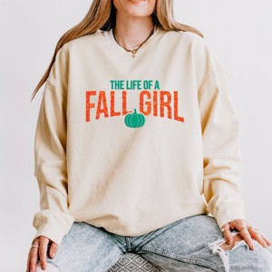 The Life Of A Fall Girl Puff/Glitter - Womens Lightweight Garment Dyed Sweatshirt - 1 of 3