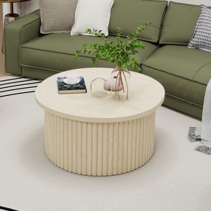 GDFStudio Turner Modern 31.5" Wood Round Storage Coffee Table - 1 of 4