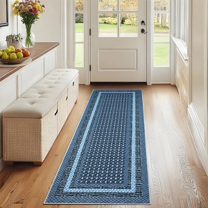 Area Rugs for Living Room Bedroom Farmhouse Bordered Braided Print Rug Geometric Soft Low Pile Non-Slip Area Rug - 1 of 4