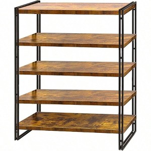 47 inch 5 - tier rustic wood and metal industrial bookshelf for home office bedroom kitchen bathroom rustic brown 5 - tier - 1 of 4