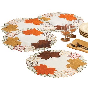 Collections Etc Maple Leaf Embroidered Fall Table Linens - 1 of 2