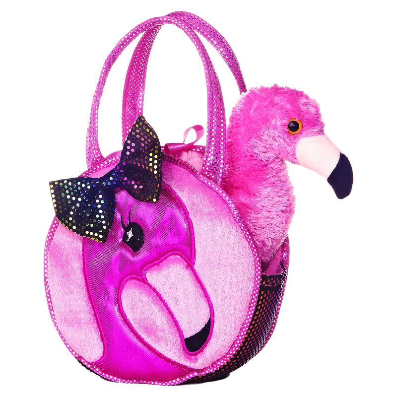 Aurora Fancy Pals 7" Fabulous Flamingo Pet Carrier Pink Stuffed Animal, 1 of 5