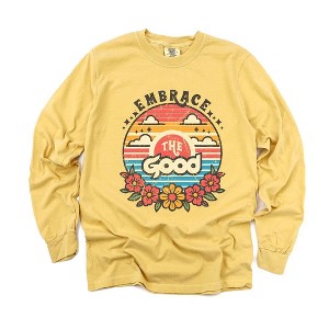 Simply Sage Market Women's Embrace The Good Sunset Long Sleeve Garment Dyed Tee - 1 of 4