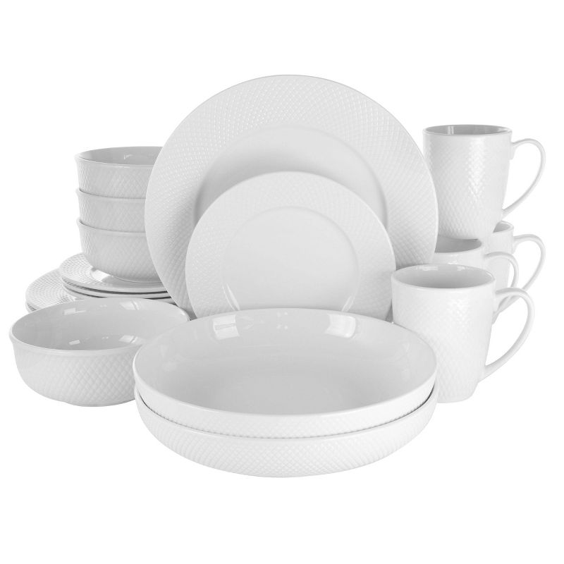 18pc Porcelain Maisy Round Dinnerware Set White - Elama, 1 of 9
