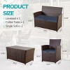 4 Piece Patio Conversation Set with Loveseat, Chairs and Table, Outdoor Seating Set with Removable Washable Cushions for Garden or Deck-Maison Boucle - 4 of 4
