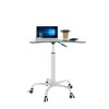 VYNXARIA Adjustable Height Transparent Tempered Glass Table Desk Table with Lockable Wheels - 4 of 4