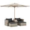vidaXL 5-Piece Gray Poly Rattan Patio Sofa Set with Cushions - Acacia Wood Tabletop, Modular Design, Cushion Covers, Outdoor/Indoor Comfort - 4 of 4