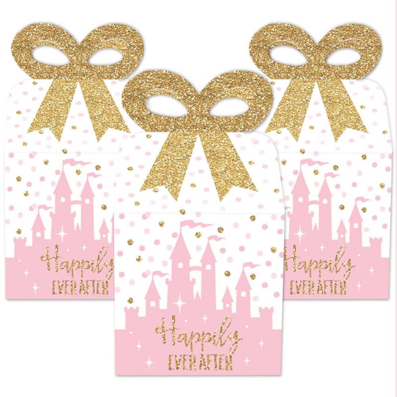 Big Dot of Happiness Little Princess Crown - Square Favor Gift Boxes - Pink and Gold Princess Baby Shower or Birthday Party Bow Boxes - Set of 12, 2 of 9