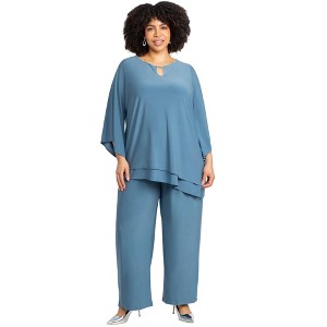 Catherines Women's Plus Size 2-Piece Embellished Keyhole Pant Set - 1 of 4