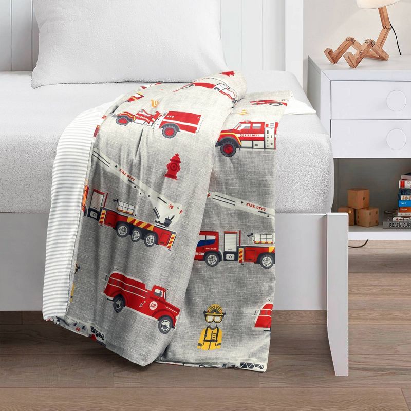 60&#34;x40&#34; 7lbs Kids&#39; Fire Truck Kids&#39; Washable Reversible Weighted Blanket - Lush D&#233;cor, 3 of 12
