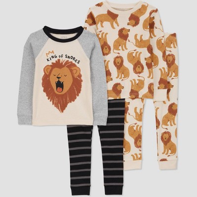 Image of Carter's Just One You®️ Toddler Boys' 4pc Snug Fit Cotton Long Sleeve Lion Pajama Set - Brown 2T